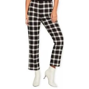 Gap Women's Flare Crop High Rise Pants Buffalo Plaid White Black‎ Size 16